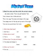 English Worksheet: My Pet Tom