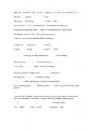 English Worksheet: Gerunds,present participles    and infinitives