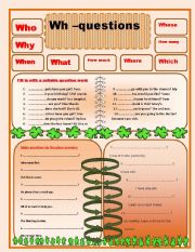 English Worksheet: wh- question words