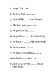 English worksheet: idioms