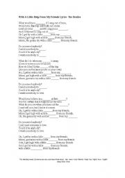 English Worksheet: with a little help from my firends