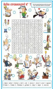 English Worksheet: Jobs wordsearch N1