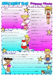 English Worksheet: FREQUENCY ADVERBS ( +B&W version )