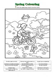 English Worksheet: Spring Colouring