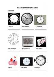 English Worksheet: The clock and daily activities