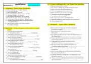 English Worksheet: Reported speech ( statements /questions / commands )