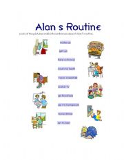 English worksheet: Alans routine