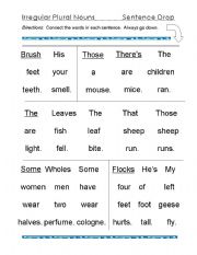 English worksheet: Irregular Plural, Abstract, and Collective