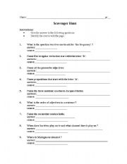 English Worksheet: Scavenger Hunt