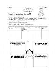 English Worksheet: Project:Invent a bug