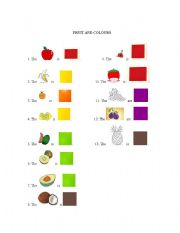 English Worksheet: Fruits and Colours