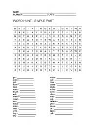 English Worksheet: word hunt simple past