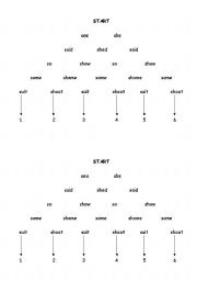 English Worksheet: Listening Pyramid  S and SH