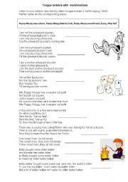 English Worksheet: Tongue twisters with  marshmallows