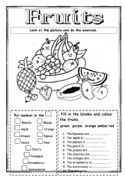 English Worksheet: Fruits