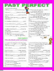 English Worksheet: PAST PERFECT