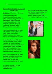English worksheet: Song Listening: How could an Angel break my heart by Toni Braxton