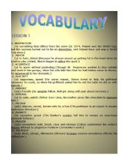 English Worksheet: VOCABULARY- ADVANCES