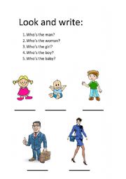 English worksheet: Look and write