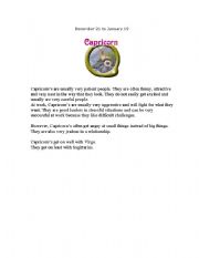 English worksheet: star signs-reading