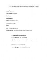 English Worksheet: lesson plan