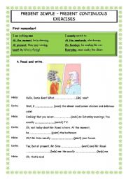 English Worksheet: Present Simple-Continuous