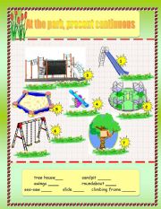 English Worksheet: At the park, present continuous (2 sheets)