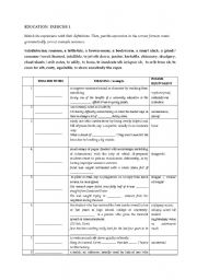 English Worksheet: EDUCATION (advanced vocabulary in-class exercises)