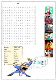 English Worksheet: Jobs - wordsearch