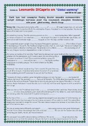 English Worksheet: Global Warming (watch and listen to DiCaprio)