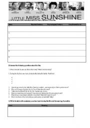 English Worksheet: Video Worksheet Little Miss Sunshine