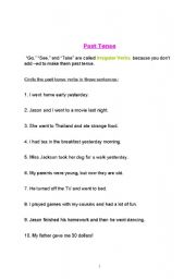 English worksheet: simple past tense