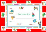 English Worksheet: Great Writing Skills Award