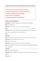 English worksheet: dialogue completion