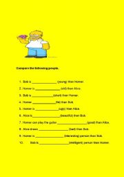 English Worksheet: compare the given cartoon characters