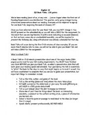 English Worksheet: Book Talk Assignment