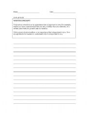 English Worksheet: 4th Grade Writing Prompt