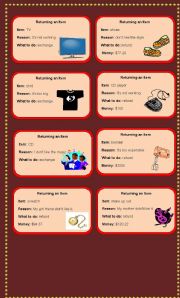 English Worksheet: Role-play with cards with a dialogue (shopping)