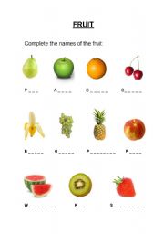 English Worksheet: Fruit