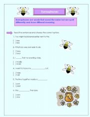 English worksheet: Homophes