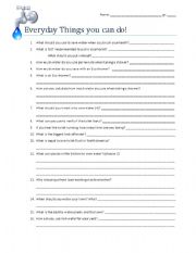 English worksheet: Everyday things you can do!