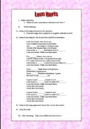 English worksheet: Love hurts (Nazareth)