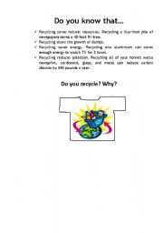 English worksheet: recycling