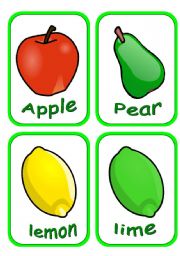 English Worksheet: fruits flashcards (part 1of 2) Fully editable