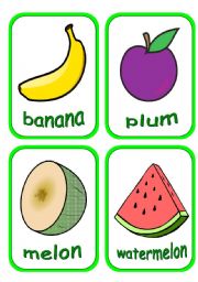 English Worksheet: fruits flashcards (part 2 of 2) Fully editable