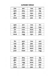 English Worksheet: Alphabet Bingo