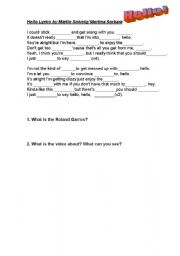 English Worksheet: HELLO BY MARTIN SOLVEIG AND DRAGONETTE (SONG)