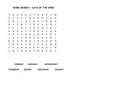 English worksheet: wordsearch-days of the week