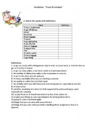 English worksheet: Travelling (Holidays)