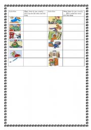 English Worksheet: pairwork daily routine